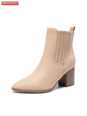 Chunky Block Heel Ankle Boots Pointed Toe Fall Short Booties Shoes